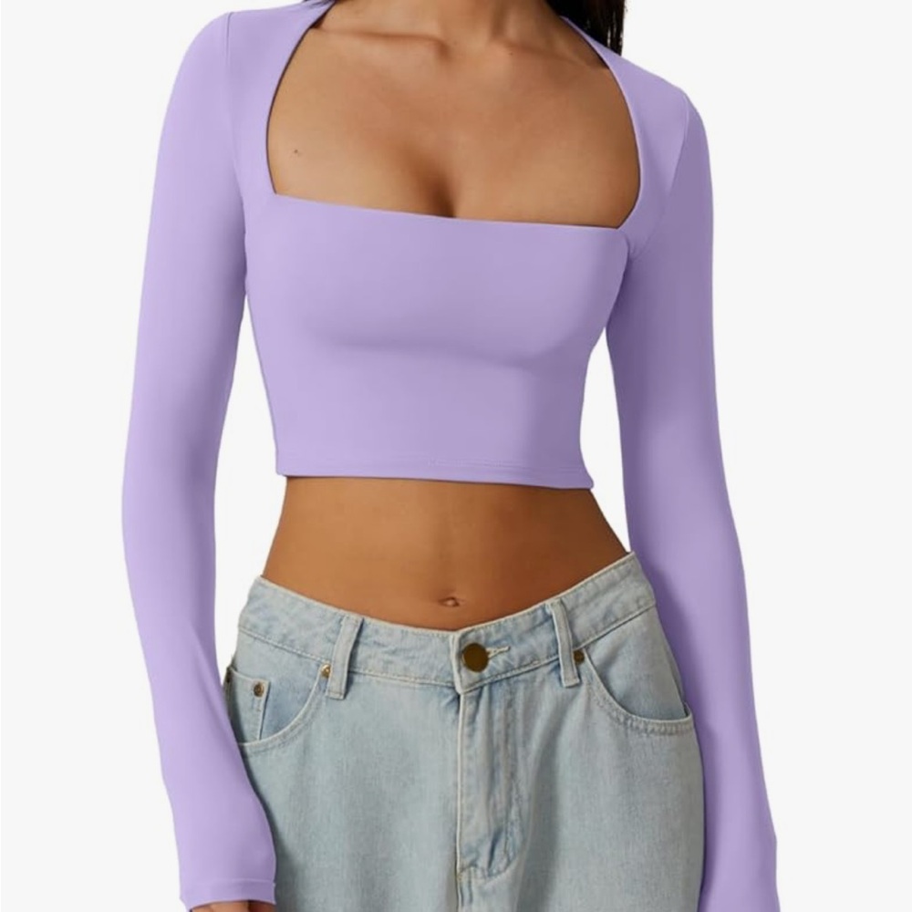 Lavender Long Sleeve Crop Top